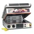 Elektro-Kontaktgrill glatt - Glaskeramik - MOD. PF2095/1 - gerillter Deckel - glatte Bratfläche: 40X30 cm - Leistung: 2000 W - einphasiger Anschluss 230V 50/60 Hz  - Produktmaße (B x T x H): 50 x 54 x 25/63 - CE Kennzeichnung