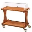 SERVIERWAGEN AUS HOLZ MIT ZWEI BÖDEN - MOD. CL2260 - FÜR Süβwaren und Vorspeisen -  Rahmenstruktur in Birke-Multiplex - Plexiglaskuppel - Abmessung in cm (B x T x H): 106 x 55 x 110