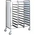 TABLETTWAGEN - MOD. CA147 - Struktur aus Edelstahl - Einschübe aus Edelstahl - Aufnahme bis zu 30 Tabletts GN 1/1 (53x32,5 cm) - Seitenwände: Abmessungen in cm (B x T x H): 110 x 62 x 175