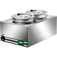 BAIN-MARIE/WASSERBAD MIT TOPF - MOD. BMP7720 - Struktur aus Edelstahl - KAPAZITÄT: : Becken 1/1  mit 2 Töpfen/ 8 Liter - Leistung:  W 1200 - Stromversorgung V230 50/60 Hz - Abmessungen in cm (B x T x H): 57 x 37 x 28