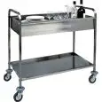 TRANSPORT-UND ABRÄUMWAGEN MIT ZWEI ETAGEN –MOD. CA1388 -  Rahmenstruktur aus Edelstahl - obere Abräummulde aus schalldichtem Edelstahl 15 cm H - Unterer Boden aus gebogenem Edelstahl - Abmessungen in cm (B x T x H): 101 x 57 x 97