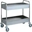 TRANSPORT-UND ABRÄUMWAGEN MIT ZWEI ETAGEN - MOD. CA1389 - Rahmenstruktur aus Edelstahl - 2 Mulden aus schalldichtem Edelstahl 15 cm H - Abmessungen in cm (B x T x H): 101 x 57 x 97