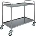 SERVIERWAGEN MIT 2 ETAGEN - MOD. CA1391 - röhrenförmige Konstruktion Ø 25 mm aus festem Edelstahl - tablettförmige Etagen mit abgerundeten und schalldämmenden Kanten mit satiniertem Finish - Abmessungen in cm (B x T x H): 109 x 57 x 93