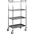 SERVIERWAGEN MIT 4 ETAGEN - MOD. CA1381– Konstruktion aus Edelstahl - Etagen aus Edelstahl, gebogen, satiniert, schalldämmend - Abmessungen in cm (B x T x H): 103 x 57 x 172