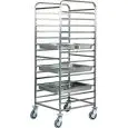 REGALWAGEN FÜR BACKBLECHE - MOD. CA1476 - Struktur aus Edelstahl - Einschübe aus Edelstahl - Aufnahme bis zu 14 Backformen GN 2/1 (65x53 cm) oder 28 Backformen GN 1/1 (53x32,5 cm) - Abmessungen in cm (B x T x H): 65 x 76 x 182