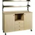 GASTRONOMIE-SERVICESCHRANK - Eiche furniert, gebleicht - MOD. ML3214SS - 2 TÜREN - 3 Schubladen + offenes Gefach + offene Regale - Abmessungen in cm (B x T x H): 136 x 48 x 155