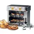 Toaster mit 2 Ebenen und 6 Zangen + Glaskeramik-Grillplatte (oben) MOD. GPQZ3198 - Leistung: 4080 W - einphasiger Anschluss 230V 50/60 Hz - Produktmaße Fry Top in cm: 45x24 - Ofenmaße  in cm (B x T x H): 54 x 27 x 49 -CE Kennzeichnung
