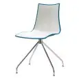 STUHL "ZEBRA" ZWEIFARBIG - MOD. 2611 - DREHBARE STRUKTUR AUS VERCHROMTEM STAHL - SITZFLÄCHE AUS RECYCLEBAREM POLYMER - FÜR DEN INNENBEREICH GEEIGNET - ABMESSUNGEN IN CM (BxTxH): 46 x 53 x 83 - MONTAGE NOTWENDIG- CE-KENNZEICHNUNG