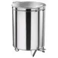 FAHRBARER ABFALLEIMER AUS EDELSTAHL - MOD. AV4668 - Zylinderförmige Struktur aus Edelstahl - flacher Deckel - Lenkrollen - Fuβpedal - KAPAZITÄT: 100 Liter - Abmessungen Ø 46 x 70 cm