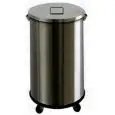 FAHRBARER MüLLEIMER AUS EDELSTAHL - MOD. AV4671 - Zylinderförmige Struktur aus Edelstahl - Deckel - Rollen - Fuβpedal –Inneneimer -  KAPAZITÄT:  63 Liter - Abmessungen  Ø 39 x 60 cm
