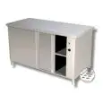 Wärmeschrank aus Edelstahl mit Schiebetüren - Dicke der Arbeitsplatte: 4 cm - Leistung: 2000 W - einphasiger Anschluss: 230v/1/50Hz