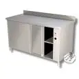 Wärmeschrank aus Edelstahl mit Schiebetüren - mit Aufkantung - Dicke der Arbeitsplatte: 4 cm - Leistung: 2000 W - einphasiger Anschluss: 230v/1/50Hz