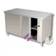 Wärmeschrank aus Edelstahl mit Schiebetüren auf beiden Seiten - Dicke der Arbeitsplatte: 4 cm - Leistung: 2000 W - einphasiger Anschluss: 230v/1/50Hz