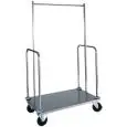 KOFFERWAGEN MIT KLEIDERSTÄNDER - MOD. PVI4024 - Rohrstruktur aus Edelstahl - Abstellboden aus Edelstahlblech - Rollen ø 140 mm - Abmessungen in cm (B x T x H): 100 x 56 x 160