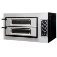 ELEKTRO-PIZZAOFEN - MECHANISCHE BEDIENUNG - Mod. BASIC 2/50/V - 2 Backkammern mit Backkammertür aus Glastüren - Schamottsteinboden - Backkammermaße in cm (BxTxH): 62 x 50 x 12 - Anzahl Pizzen insgesamt 1 + 1 (Ø cm 45) - Leistung 7,5 Kw - CE-Norm