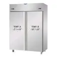KÜHL-UND TIEFKÜHLSCHRANK AUS EDELSTAHL AISI 304 - UMLUFTKÜHLUNG - KOMBI TN+BT - Mod. AF I4 MID PN - NUTZVOLUMEN 1380 LITER - 2 TÜREN - TEMPERATUR TN -2°/+10°C - TEMPERATUR BT -18°/-22°C - Abmessungen in cm (B x T x H): 142 x 80 x 203/210 -CE-Kennzeichnung