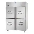 KÜHLSCHRANK AUS EDELSTAHL AISI 304 - UMLUFTKÜHLUNG - TN+TN - Mod. A4 I4 MID PP - NUTZVOLUMEN 1380 Liter- 4 KLEINE TÜREN - TEMPERATUR -2°/+10°C - Abmessungen in cm (B x T x H): 142 x 80 x 203/210 -CE-Kennzeichnung