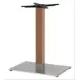 TISCHGESTELL "TIFFANY" - MOD. 5050 - RECHTECKIGE BODENPLATTE AUS EDELSTAHL, POLIERT ODER SATINIERT: 60x40 cm - 4 EINSTELLBARE FÜSSE - VIERECKIGE SÄULE AUS MASSIVHOLZ: 80x80 mm - TOP MAX: 140x80 cm - INDOOR - ABMESSUNGEN IN CM (BxTxH): 60 x 40 x 73 - CE-KE