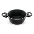 KASSEROLLE MIT 2 GRIFFEN, INNEN MIT LAVASTEINBESCHICHTUNG - AUSSEN MIT PTFE BESCHICHTET (SCHWARZ) - BAKELIT-GRIFFE - KOMPATIBEL MIT INDUKTIONS-KOCHFELD