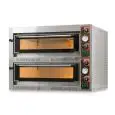 ELEKTRO-PIZZAOFEN - Mod. TECMASTER 66 /L - 2 Backkammern - Backebene oder Decke und Boden aus feuerfestem Material - geringer Stromverbrauch - Backkammermaße in cm (BxTxH): 108 x 72 x 14 - 6 + 6 Pizzen (Ø cm 36) - 4 Pizzableche 60x40cm - Leistung: 18 Kw -