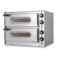 ELEKTRO-PIZZAOFEN - Mod. LITTLE/BIS GLASS - TÜR MIT SICHTFENSTER - 2 Backkammern - Backebenen aus feuerfestem Material - Backkammermaße (x2) in cm (BxTxH): 41 x 36 x 11 -  1 + 1 Pizzen (Ø cm 33) - Leistung: 3,2 Kw - einphasig - EG-Norm