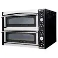 ELEKTRO-PIZZAOFEN - MECHANISCHE BEDIENUNG - Mod. SUPERIOR XL66L GLASS - 2 Backkammern - Backkammertür aus Glas - Backfläche oder Decken-und Bodenausführung oder gesamte Kammer aus feuerfestem Material - Backkammermaße in cm (BxTxH): 108 x 72 x 14 - Anzahl
