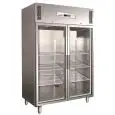 KÜHLSCHRANK AUS EDELSTAHL AISI 304 - UMLUFTKÜHLUNG - Mod. G-GN1410TNG - GASTRONORM 2/1 (65 x 53 cm) - 2 GLASTÜREN - NUTZVOLUMEN: 1325 LITER - TEMPERATUR: -2°/+8°C - Abmessungen in cm. (B x T x H): 148 x 83 x 201 - EG-NORM