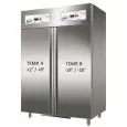 KÜHLSCHRANK AUS EDELSTAHL AISI 304  - STATISCHE KÜHLUNG - KOMBI TN + BT - Mod. G-GN1200DT - GASTRONORM 2/1 (65 x 53 cm) - Bruttokapazität: 1104 LITER - 2 TÜREN - TEMPERATUR: +2°/+8°C / -18º/-20ºC - Abmessungen in cm. (B x T x H): 134 x 83 x 201 - EG-NORM
