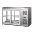 TISCHKÜHLVITRINE SNACK AUS EDELSTAHL AISI 430 - GERADES GLAS UND SCHIEBETÜREN AUF BEIDEN SEITEN - Mod. G-HAV91 - TEMPERATUR: +2/+8°C - KAPAZITÄT: 110 Liter - Einphasige Stromversorgung 230V/1/50Hz - Leistung: W 180 - Abmessungen in cm (B x T x H): 91 x 51