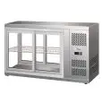 TISCHKÜHLVITRINE SNACK AUS EDELSTAHL AISI 430 - GERADES GLAS UND SCHIEBETÜREN AUF BEIDEN SEITEN- Mod. G-HAV111 - TEMPERATUR: +2/+8°C - KAPAZITÄT: 150 Liter - Einphasige Stromversorgung 230V/1/50Hz - Leistung: W 180 - Abmessungen in cm (B x T x H): 111 x 5