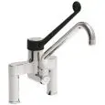 WASCHBECKENARMATUR Mod. RBMCS - Zweiloch-Mischbatterie  - Einhebelmischer - Schwenkhahn, U-Form: ø 22 - schwarzer, klinischer Hebel - Lochbohrung: ø 22 mm