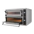 ELEKTRO-OFEN FÜR PIZZA, BROT UND KONDITOREIWAREN - Mod. US 66 - 2 Backkammern - Backebene oder Decke und Boden aus feuerfestem Material - statisch - geringer Stromverbrauch - Feuchtigkeitsregler - Backkammermaße in cm (BxTxH): 83 x 124 x 18 (x2) - 6 + 6 P