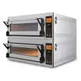 ELEKTRO-OFEN FÜR PIZZA, BROT UND KONDITOREIWAREN - Mod. US 44 D - ELEKTRONISCHE STEUERUNG mit DISPLAY - 2 Backkammern - Backebene oder Decke und Boden aus feuerfestem Material - statisch - geringer Stromverbrauch - Feuchtigkeitsregler  - Backkammermaße in