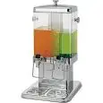 DOPPEL-SAFTDISPENSER - MOD. DS10402 - EDELSTAHL-GESTELL MIT DURCHSICHTIGEM BEHÄLTER - KAPAZITÄT:  5 + 5 LITER - CRASHEISRÖHRE - ABMESSUNGEN IN CM (B x T x H): 35 X 32 X 58