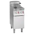 GAS-FRITTEUSE - LINIE MELTING - MOD. FG7207MT - MELTING-SYSTEM: ELEKTRONISCHE KONTROLLE DER TEMPERATUR UND PROGRAMMIERTE EIN- und AUSSCHALTZYKLEN - 2 FRITTIERBECKEN: 8 + 8 LITER ÖL - 1 NEUTRALER UNTERBAU MIT TÜR - PRODUKTMASSE IN CM (B x T x H): 40 X 70 X