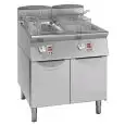 GAS-FRITTEUSE - LINIE MELTING - MOD. FG9817MP - MELTING-SYSTEM: ELEKTRONISCHE KONTROLLE DER TEMPERATUR UND PROGRAMMIERTE EIN- und AUSSCHALTZYKLEN - WÄRMETAUSCHER AUSSERHALB DES BECKENS - 2 FRITTIERBECKEN: 17 + 17 LITER ÖL - NEUTRALER UNTERBAU MIT 2 TÜREN 
