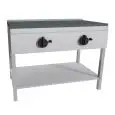 ELEKTRO-PIADINA-GRILLPLATTE - Mod. RA6EKGG - auf Edelstahlfüßen - Stahlplatte - 2 Kochflächen - Leistung: 4,4 kW - einphasiger Anschluss: 230V/1/50Hz - Produktmaße in cm (BxTxH): 102 x 53 x 85 - EG-Norm