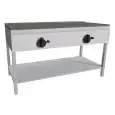 ELEKTRO-PIADINA-GRILLPLATTE - Mod. RA8EKGG - auf Edelstahlfüßen - Stahlplatte - 2 Kochflächen - Leistung: 4,4 kW - einphasiger Anschluss: 230V/1/50Hz - Produktmaße in cm (BxTxH): 126 x 53 x 85 - EG-Norm