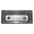 Becken der Portionierspüle - 2 Löcher - 2 für Zulauf (3/8”) und Ablauf (1/2") - Maße: 27 x 11 cm - Höhe: 12 cm