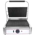 ELEKTRO KONTAKTGRILL AUS GUSSEISEN - Mod. RM 1 - gerillte Platte - Kochfläche: 22,5x23 cm - Leistung: 1,8 kW - einphasiger Anschluss - Produktmaße in cm (B  x T x H): 43 x 31 x 22 - EG-Norm