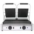 ELEKTRO KONTAKTGRILL AUS GUSSEISEN - Mod. R 2 - doppelte gerillte Platte - Kochfläche: 48x24 cm - Leistung: 1,8 kW,2 (x2) - einphasiger Anschluss - Produktmaße in cm (B  x T x H): 56,5 x 31 x 22 - EG-Norm