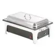 ELEKTRO CHAFING DISH GASTRONORM 1/1 (H mm 100) MIT NORMALEM DECKEL AUS EDELSTAHL - EINPHASIGER ANSCHLUSS: 230V/1/50Hz - LEISTUNG: 2,2 kW - ABMESSUNGEN in mm: 636 x 357 x 287 h