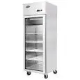 KÜHLSCHRANK AUS EDELSTAHL – FÜR SNACKS – Mod. YCF9407GR - BELÜFTET - KAPAZITÄT LT 410 - N. 1 GLASTÜR - TEMPERATUR -17°/-20°C - SCHWACH. cm L 60 x P 73 x h 195,5 – CE-Standard