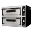 ELEKTRO-PIZZAOFEN - MECHANISCHE BEDIENUNG - Mod. BASIC XL22L - 2 Backkammern - Backfläche aus Schamottstein oder Boden und Decke aus Schamottstein (ausgenommen Seitenteile) - Backkammermaße in cm (BxTxH): 82 x 41 x 14 - Kapazität: 2 + 2 Pizzen (Ø cm 35)/1