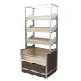 LADENGONDEL FÜR SB-BACKSHOP - Mod. WANDREGAL I. - 3 SCHRÄGE REGALBÖDEN + 1 KORB - PRODUKTMASSE in cm (BxTxH): 100 x 80 x 214