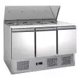 KÜHL-SALADETTE AUS EDELSTAHL AISI 201 - Mod.G-S903 FC - STATISCHE KÜHLUNG - GASTRONORM 1/1 (53 x 32,5 cm) - 3 KÜHLTÜREN - TEMPERATUR: +2°/+8°C - Abmessungen in cm (B x T x H): 136,5 x 70 x 86,5 - EG-Norm