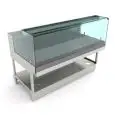 Bainmarietheke - MOD. VSCUVBD115 - Halbfertigprodukt, ohne Verkleidung - niedrige gerade Scheiben (L-Form) - Bain-Marie-Heizung - Betriebstemperatur:  +80 °C - Maße: 82,8 (T) x 115,1 cm - Tiefe der Auslagefläche: 50,6 cm