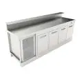 Getränketheke - Halbfertigprodukt, ohne Verkleidung - MOD. BBR25CB4V - Einphasenanschluss: V 230/50Hz - mit Vorbereitung für einen Barthekentisch erhältlich - tiefgezogene Thekenfläche - mit eingebauter Kondensatoreinheit - Produktmaße in cm (B x T x H): 