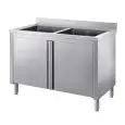 Spültisch mit 2 Becken - Unterschrank - mit 2 Drehtüren