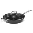 WOK MIT GLASDECKEL AUS ULTRALEICHTEM EISEN - INDUKTIONS-GEEIGNET - ANTIHAFTBESCHICHTET - ABMESSUNGEN: ø 32 x 8 h cm